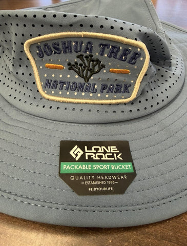 Joshua Tree Embroidered Wide Brim Hat - Steel Blue